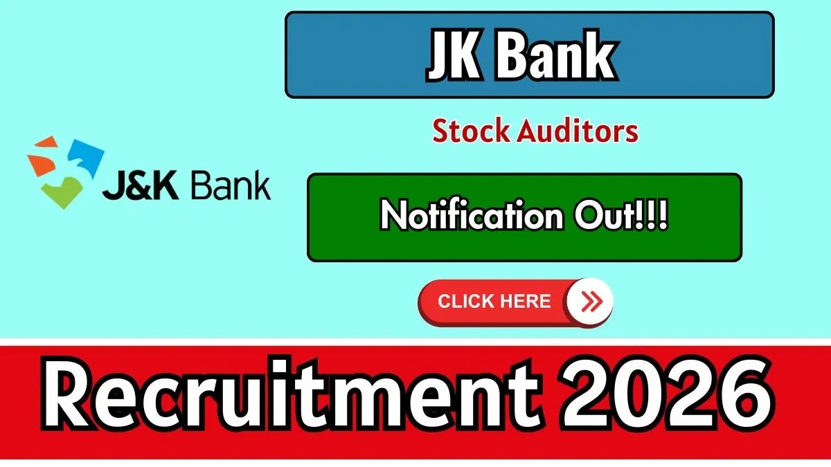 JK Bank Stock Auditors Recruitment 2026 - Apply Online