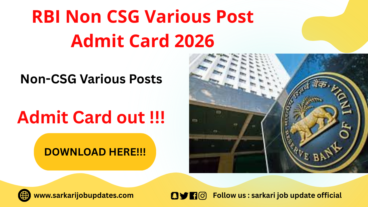 RBI Non CSG Various Post Admit Card 2026 Out- Download Here