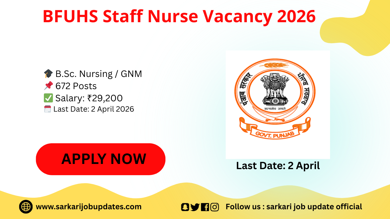BFUHS Staff Nurse 2026: Apply Online for 672 Vacancies, Salary ₹29,200