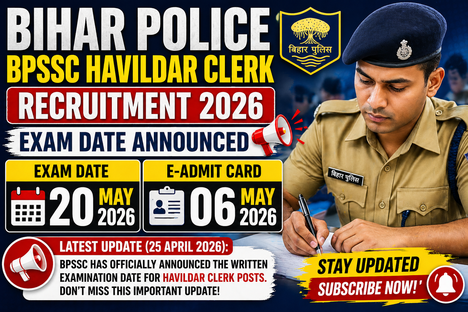 Bihar Police BPSSC Havildar Clerk Recruitment 2026 – Exam Date Announced