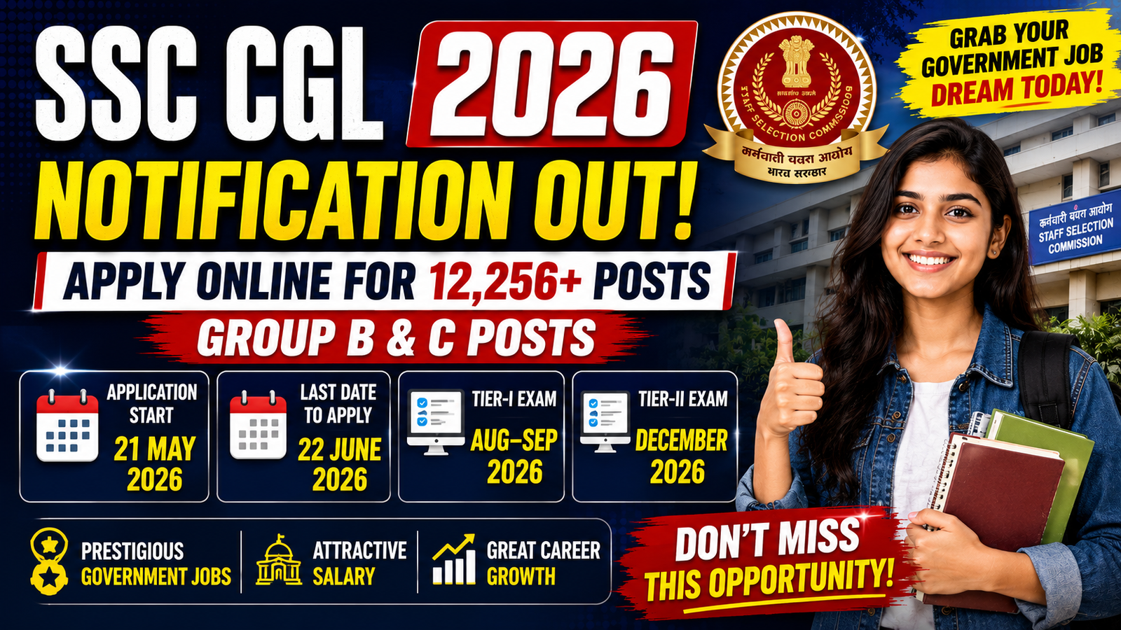 SSC CGL Recruitment 2026 Notification Out – Apply Online for 12,256 Group B & C Posts
